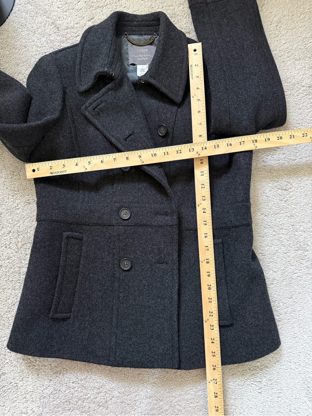 J. Crew Women's Double-Breasted Wool Peacoat - Dark Grey - Picture 9 of 10